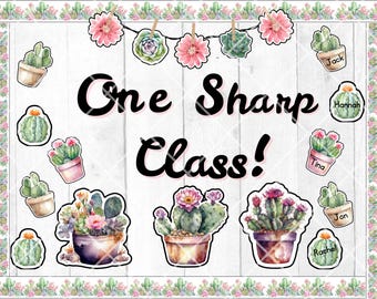 Printable Boho Desert Classroom Bulletin Board Set: Cactus Decor (PDF Print)