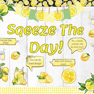 Squeeze The Day! Classroom Bulletin Board Set | Printable Lemon Classroom Decorations