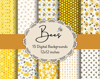 Bee Digital Paper Pack - 15 Patterns