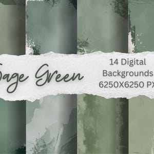 Fundos Digitais Verde-Sálvia | 14 Texturas Inspiradas na Natureza | Alta Resolução 6250x6250px | Pacote de Design Digital