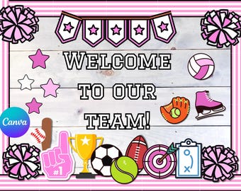 Sports Bulletin Board Canva Template: Personalized School Colors (Digital Download