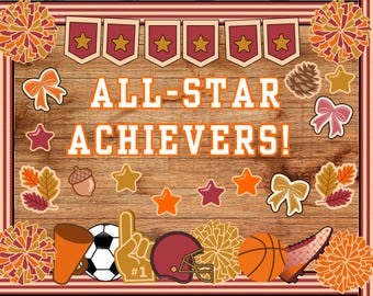 Printable Fall Sports Bulletin Board: All-Star Achievers Classroom Decor (Digital Download)