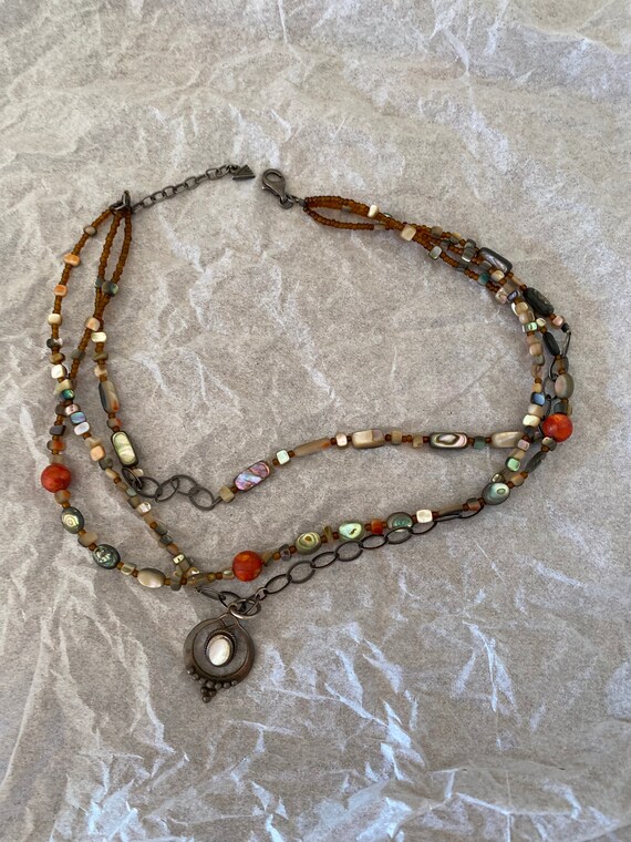 Sterling silver beaded necklace - image 1