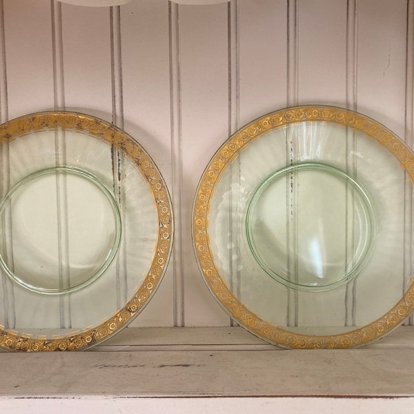 Gold-rimmed dessert plates