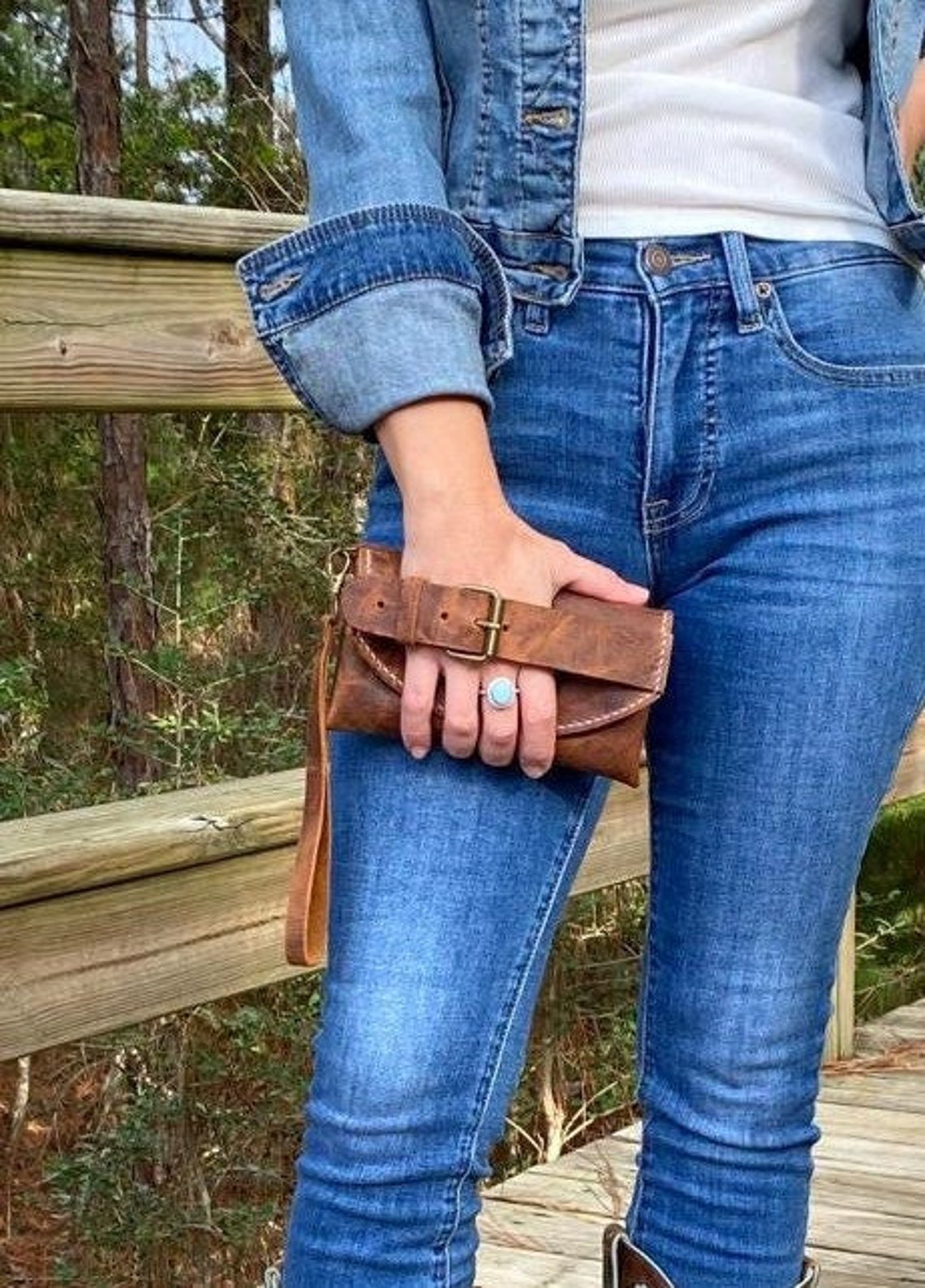 Handmade Leather Clutch Wallet Leather Wristlet Wallet Etsy