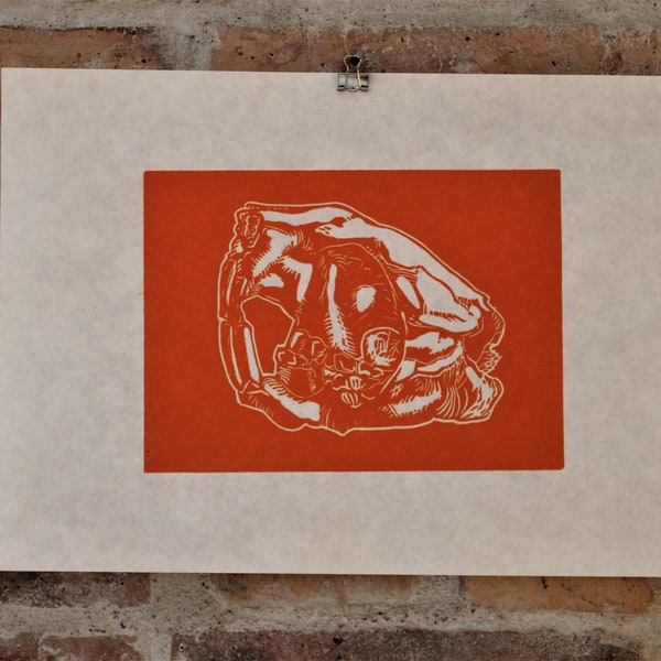 Linoleum Print - Beaver (orange)