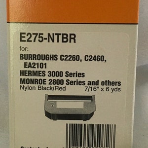 新品箱入り GRC E275-NTBR ナイロン ブラック/レッド リボンテープ Burroughs Hermes Monroe 他用 7 1/16” x 6 ヤード