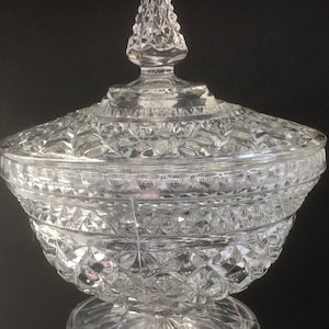 Wexford Crystal Footed Candy Dish with Lid by Anchor Hocking