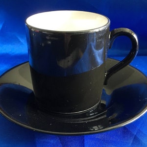 Vintage Classic Black and White Espresso Demitasse Cup and Saucer Set