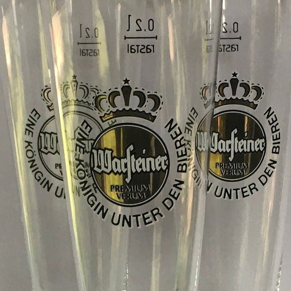 Warsteiner Arnsberg Forest Premium Beer Glass Flute Champagne Flute Wine Barware Drinkware German Pilsener Gold Rim Crown Logo Advertising