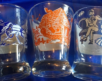Unique Home Bar Decor Set of 3 Old Time-y Lyric Drink Shot Glasses Old Grey Mare, Kentucky Home, & Tell Me Your Dreams Songs Fun Country Pub