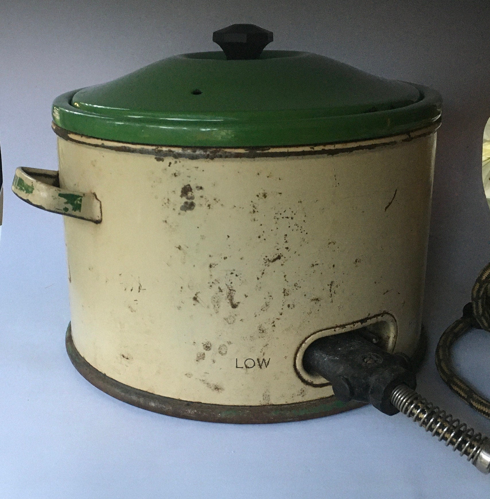 Vintage Sunbeam Mini Crock Pot Slow Cooker Electric Ceramic Pot Yellow  Flowers Retro Small Appliance Kitchenware 