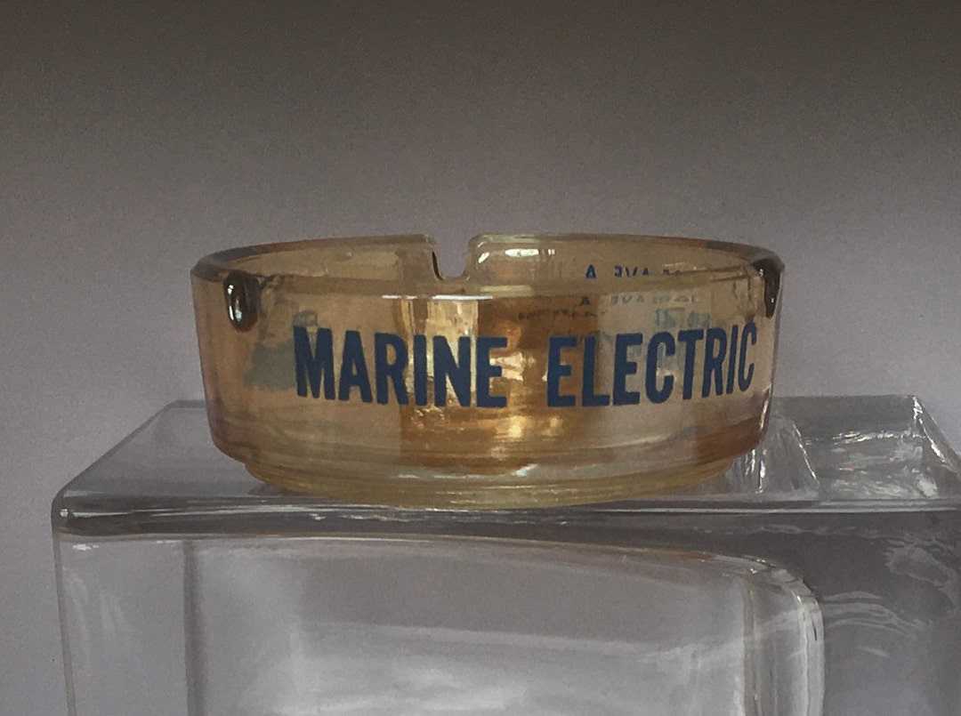 Translucent Shimmering Amber Peach Ashtray Trinket Dish Marine Electric