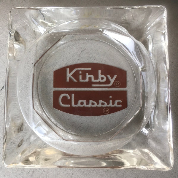 Kirby Classic Vacuum Promotional  Souvenir Vintage Glass Ashtray Trinket Dish Logo Advertising Graphic Memorabilia Americana