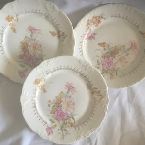 C. T. Germany Green Eagle Delicate Saucers White Porcelain with Floral Bouquet and Gold Trim Raised Design