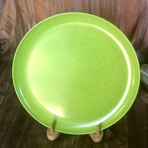 Vintage Melmac Color-Flyte 10” Dinner Plates Set of 4 Lime Green Branchell Melamine MCM Kitchenware Spring Summer Easter Birthday