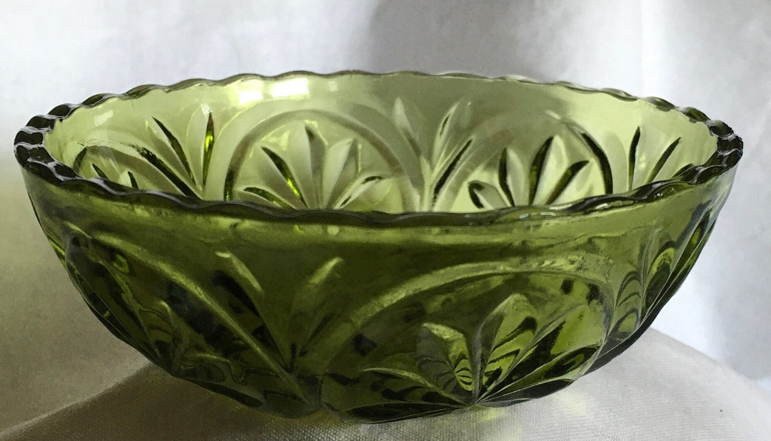 Beautiful Small Green Glass Bowl Dish Etsy