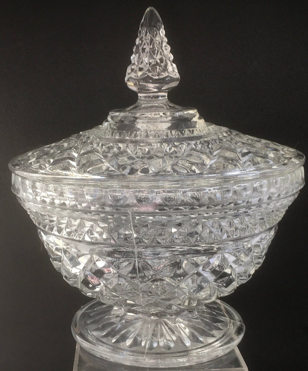 Wexford Crystal Footed Candy Dish With Lid by Anchor Hocking Etsy