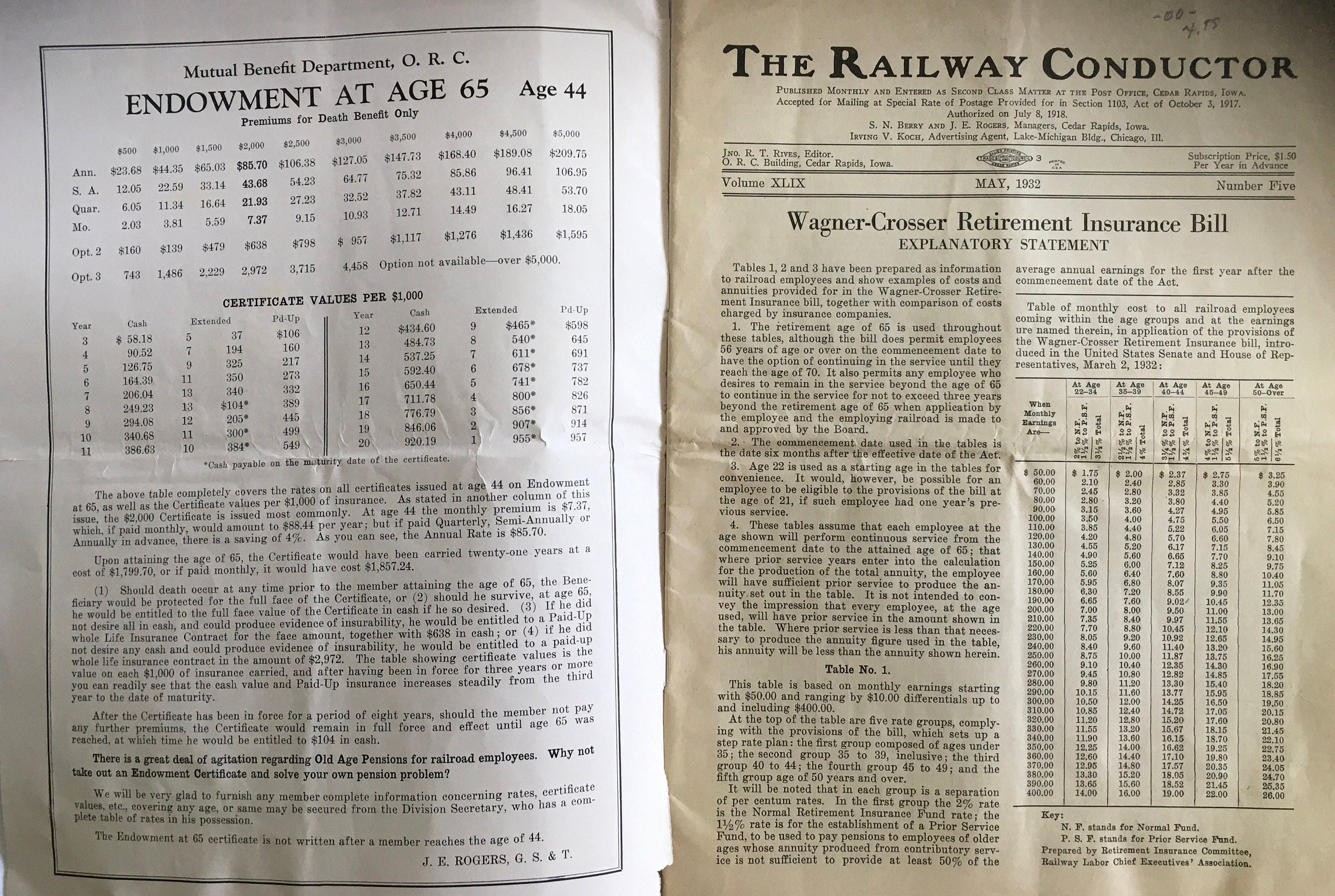 Two Copies of the Railway Conductor Publications February & May 1932 ...