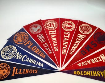 Set Vintage 1930s Hormel Felt College Pennant Harvard Stanford