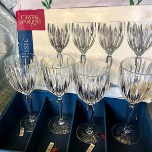 Elegant 24% Lead Crystal Cristal d’Arques “Classic” | Set of 4 Wine Glasses | 8.25 oz | Vintage Holiday Christmas Wedding Housewarming
