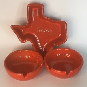 Vintage Frankoma Pottery Round or Texas Glossy Flame Red Frankoma Ashtray Trinket Dish Jewelry Bowl Cincinnati Red Scarlet Red #474 #459