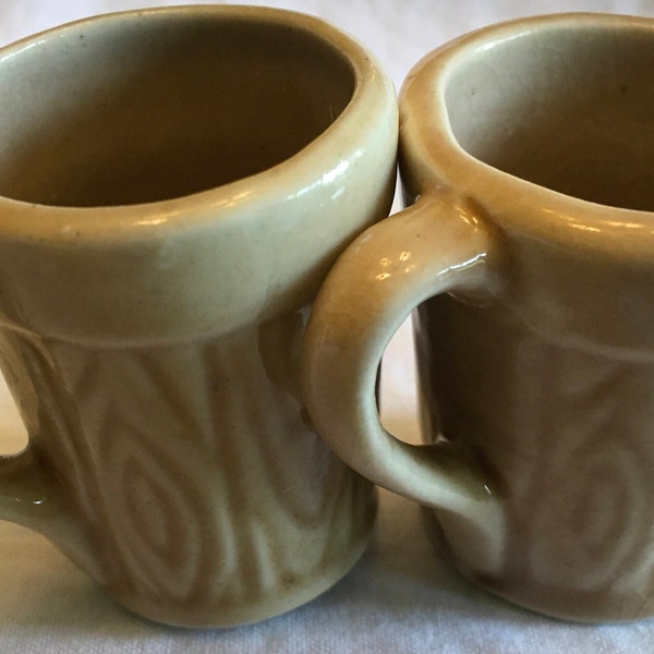 Miniature Tree Stump Wood Grain Coffee Cups, Mugs, Espresso, Shot Glass - Marked Japan