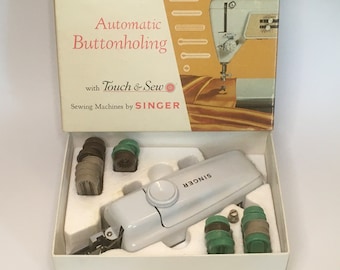 Vintage Automatic Buttonholing with Touch & Sew Zig Zag Sewing Machines Attachment Singer Sewing Accessory with Box Part No. 161829