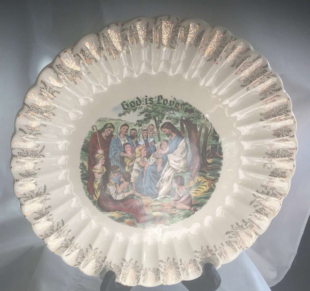 God is Love 23k Gold Decorative Plate by Sanders MFG Nashville Tenn Etsy