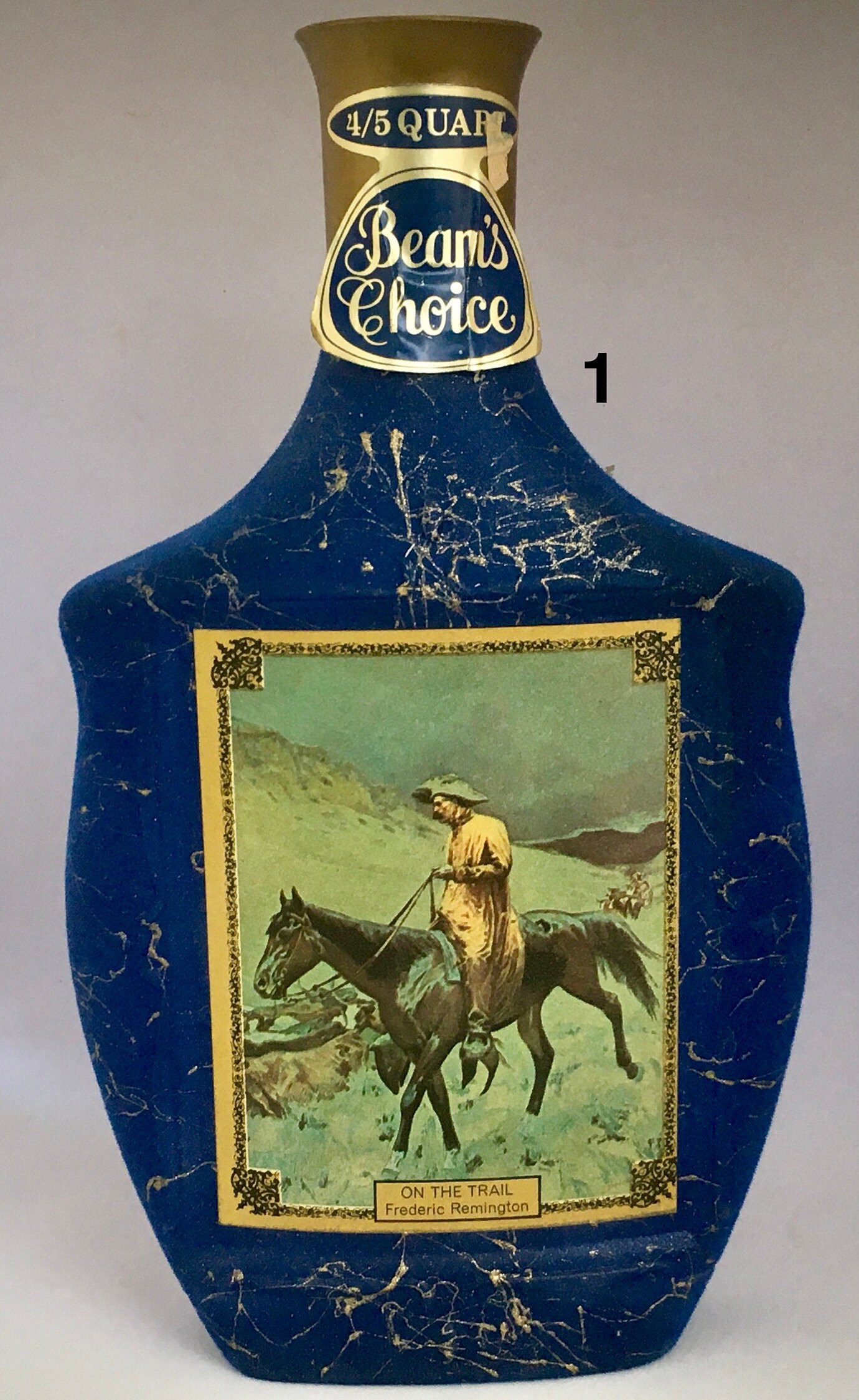 レア　チャーリーマッカーシー　70s ジムビーム　デカンタボトル　ウィスキー Vintage Jim Beam Genie Bottle Blue Glass Liquor Decanter