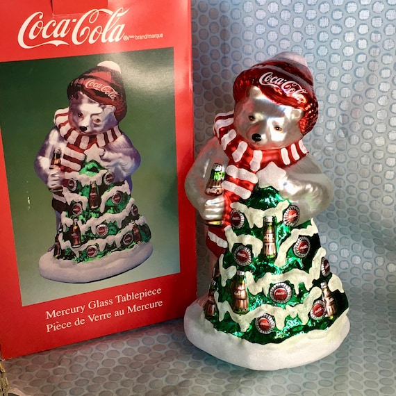 コカコーラ Kart Adler 手作りガラス製 クリスマスサンタオーナメント