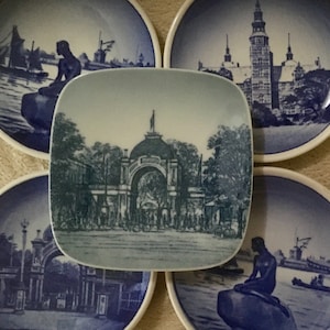 Blue White Porcelain Mini Plate Plaquette Decorative Plate Ring Holder Royal Copenhagen Denmark Fajance B & G Tivoli Rosenborg Langelinie