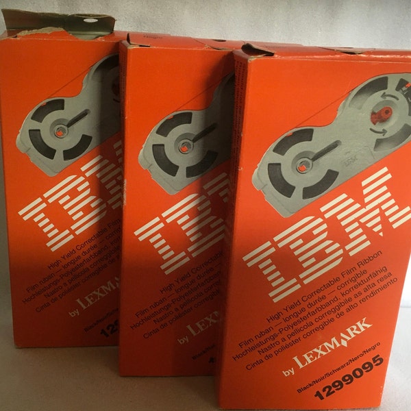 New in Box Set of Three IBM High Yield Correctable Film Ribbon Black 1299095 by Lexmark