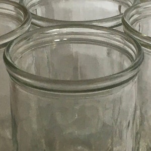 Vintage Clear Banded Glass Jelly Jar Raised Diamond Base Marked 84 SG 24 Textured Diamond for Preserves Homemade Jam Candle Making
