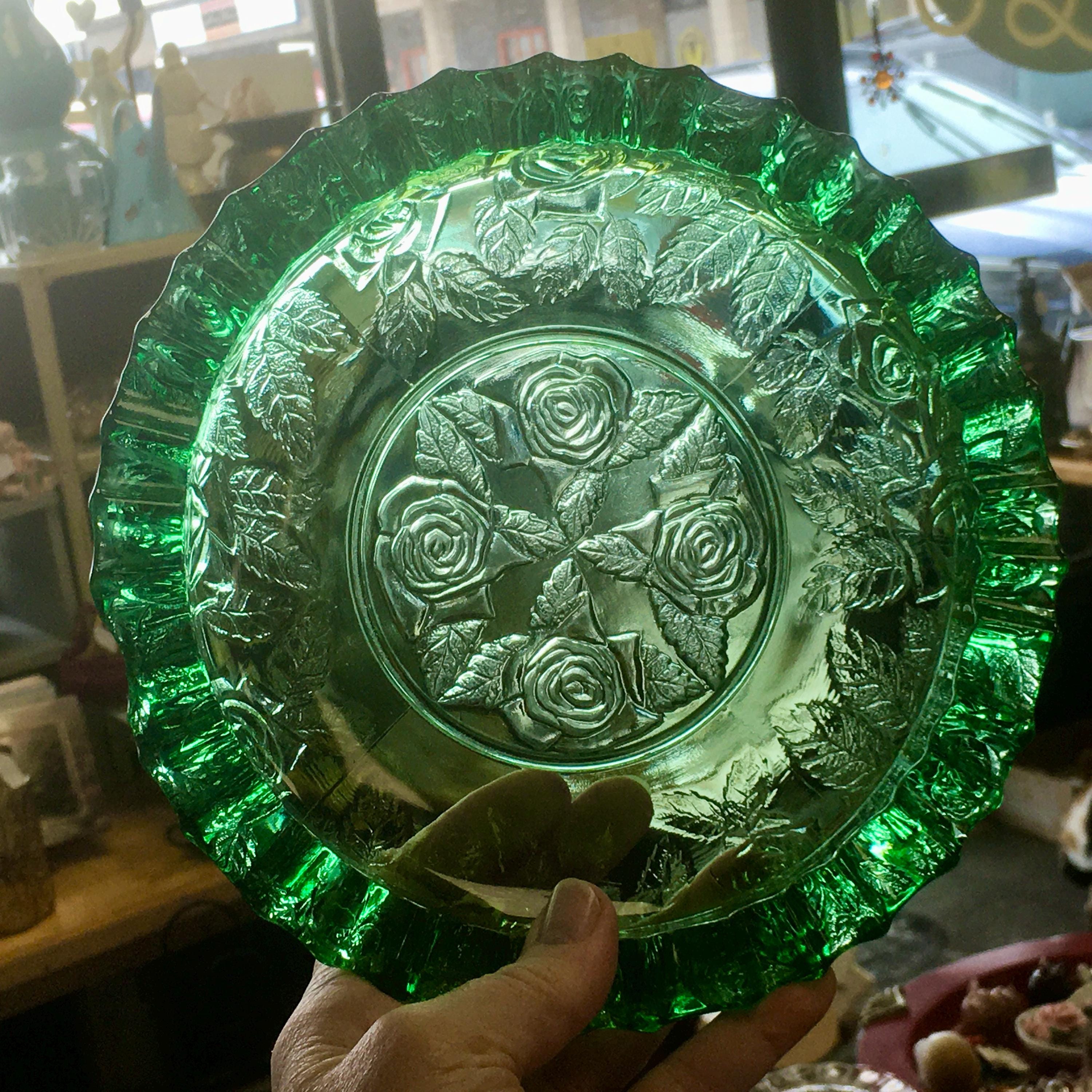 Vintage Glass Rose Bowl - Etsy