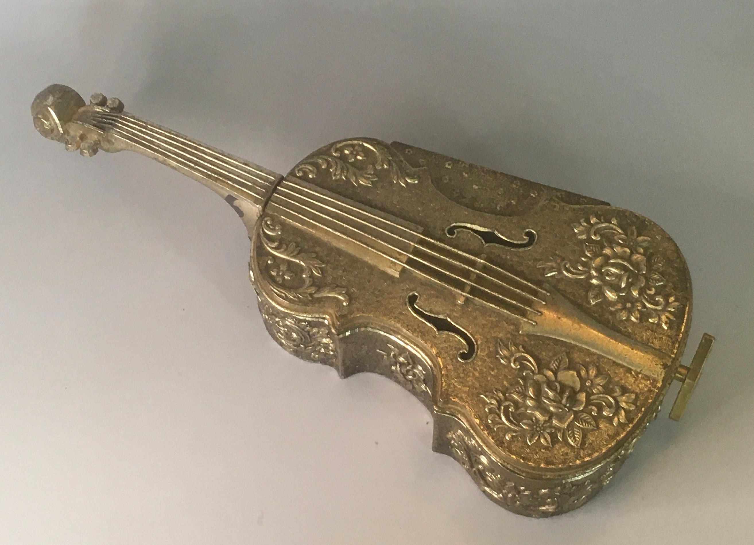Vintage Gold Silver Tone Cello Bass Viola String Instrument