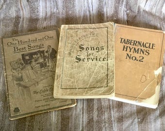 Choice Antique Early 1900s Church Hymnal Gospel Songbook 101 Best Songs Chicago Cable, Songs for Service, or Tabernacle Hymns No 2
