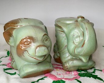 チョイスヴィンテージフランコマ貯金箱 象とバスケット 笑顔の豚と