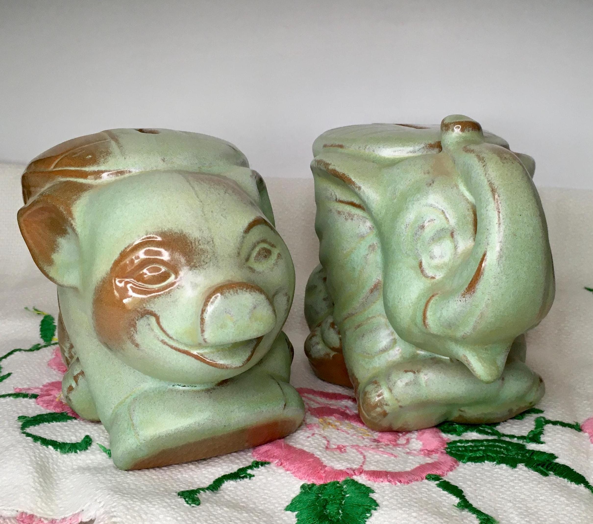 チョイスヴィンテージフランコマ貯金箱 象とバスケット 笑顔の豚と