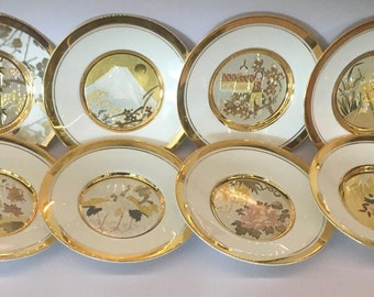The Japanese Floral Calendar Chokin Plate Collection by The Hamilton Collection Summer Winter Spring Autumn Festival