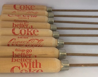 Coca Cola Wooden Ice Pick with Sleeve Red Lettering Advertising Logo Things Go Better with Coke