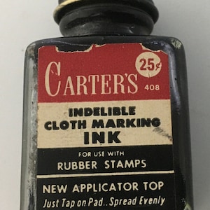 Vintage Bottle Carters Indelible Cloth Marking Ink for Rubber Stamps for Display