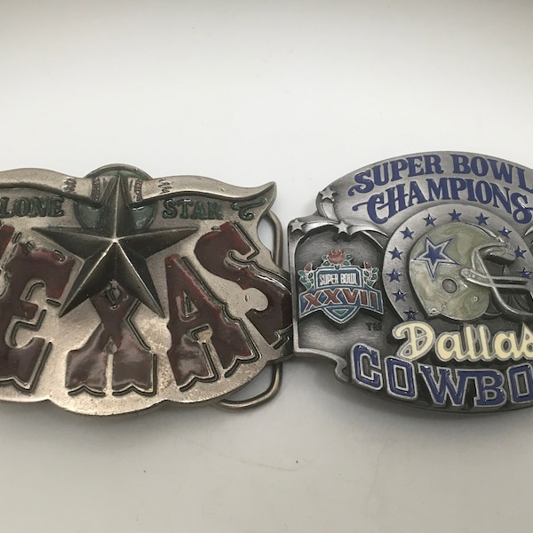 Choice Metal Enameled Belt Buckles Texas Limited Edition Dallas Cowboys 1993 Super Bowl XXVII 27 Champions Lone Star Texas