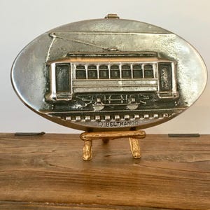 Vintage Beltrando Hand gefertigt Adams Cast Metal Dimensional American Trolley Car Train Kleiner Wandbehang Sammler