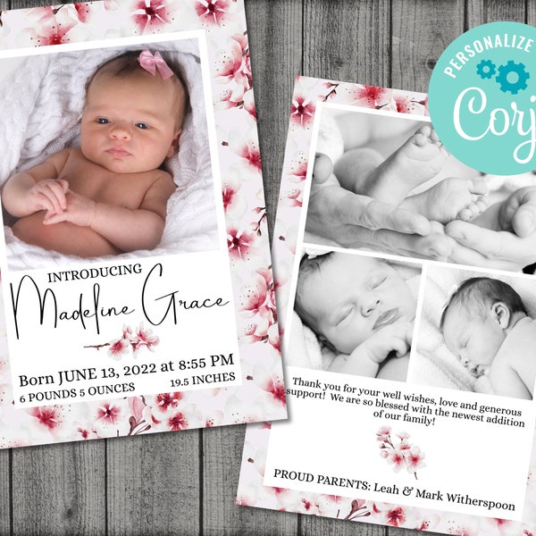 Birth Announcement Template Etsy