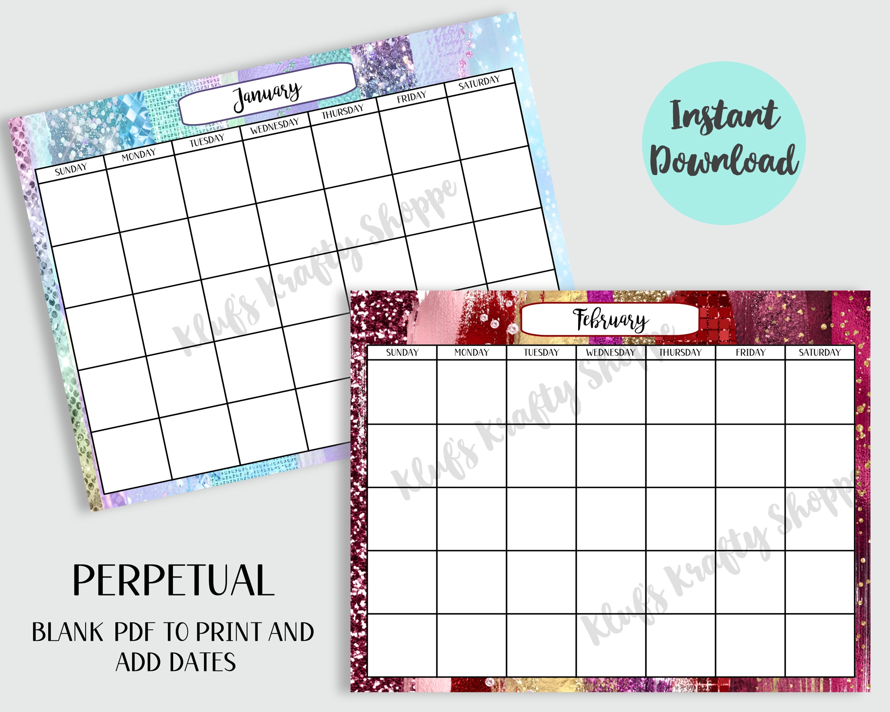 Printable Editable Blank 12 Month Calendar - Blank - Fill in the Date ...