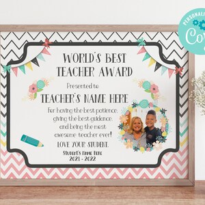 Teacher Appreciation Gift Printable Gift with Photo, Special Teacher Poem, Digital Download Editable Corjl Template, DIY Custom Personalized