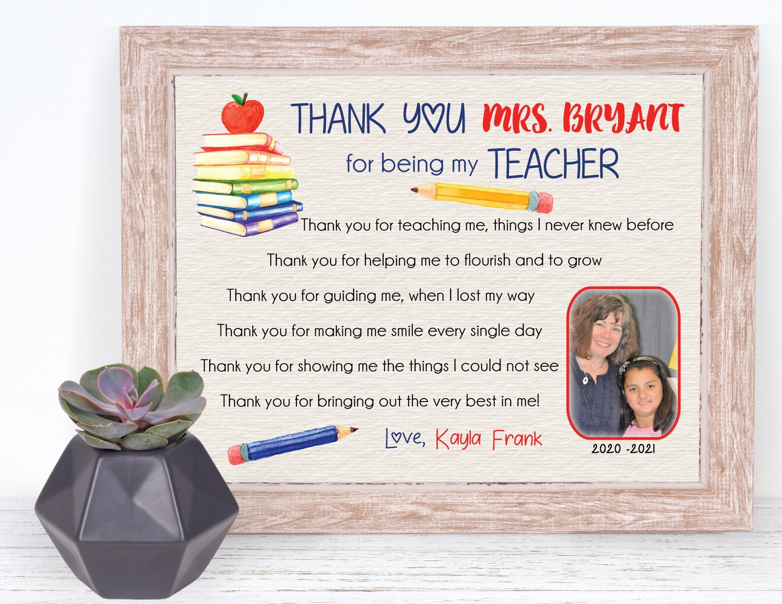 Custom Teacher Appreciation Printable Thank You Teacher Poem Etsy