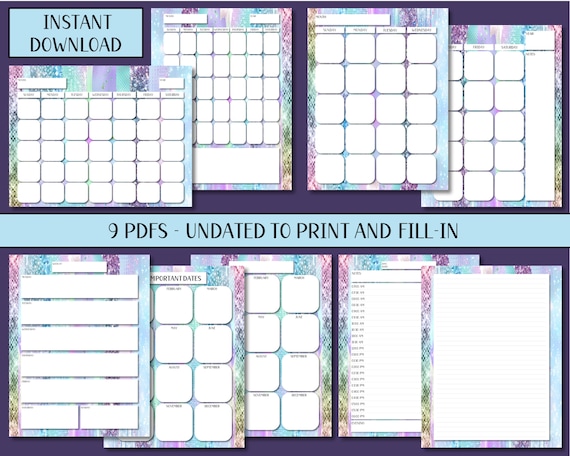 Blank Calendar Bundle: Printable Calendar Planner Schedule - Etsy