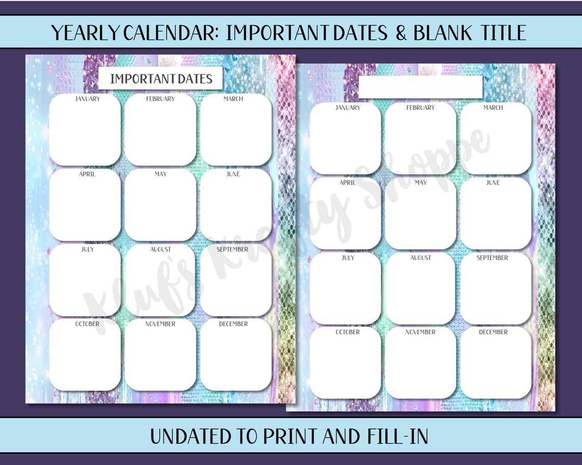 Blank Calendar Bundle: Printable Calendar Planner Schedule - Etsy